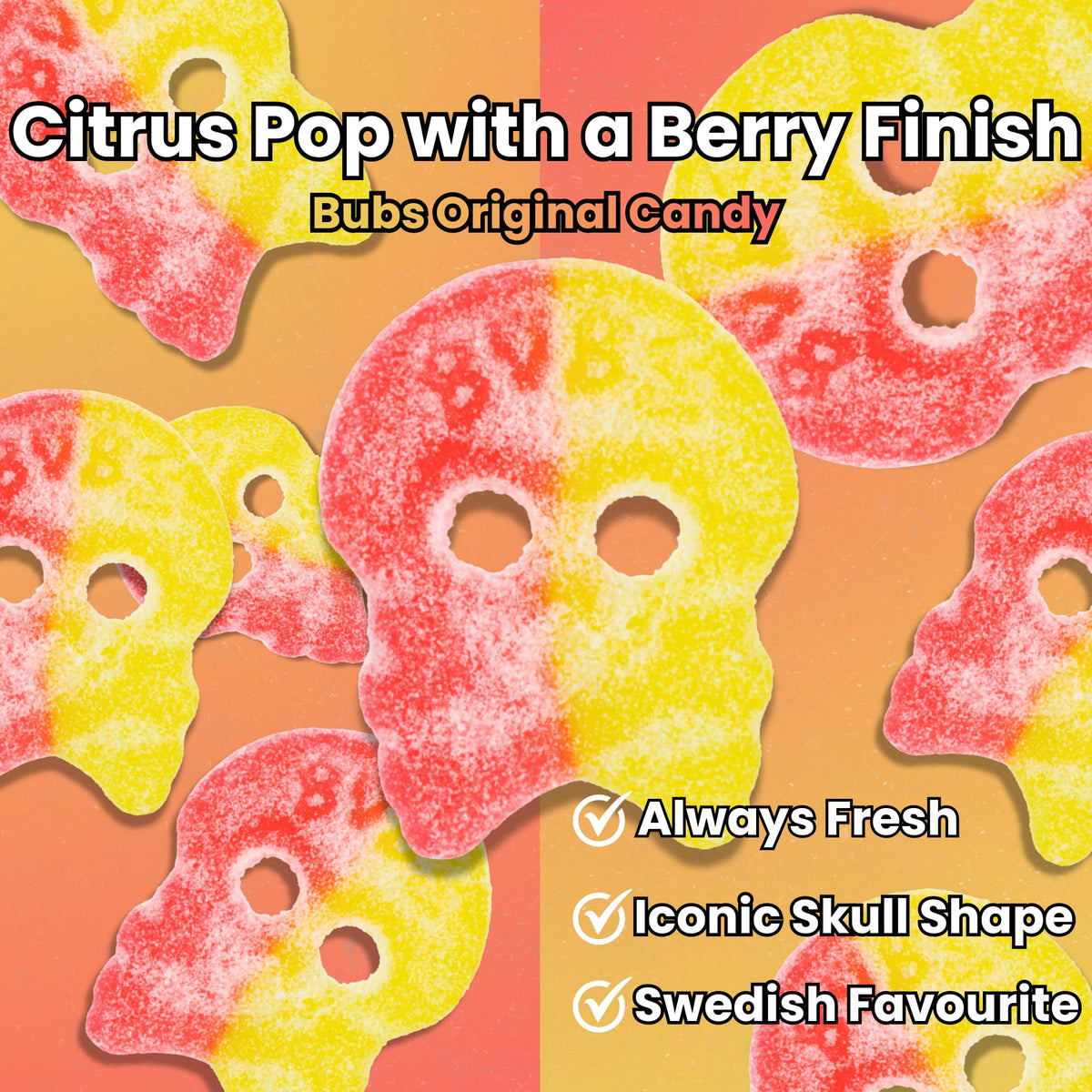 Try New Treats Bubs Lemon Raspberry Skulls resealable bag preserves freshness between servings.