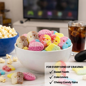 Resealable bag keeps the assortment fresh for sharing or gifting.