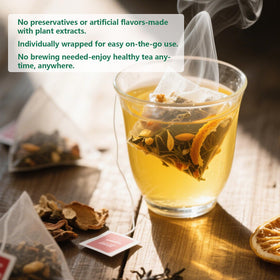 Travel-friendly Tsoneoo tea bags in compact packaging for on-the-go