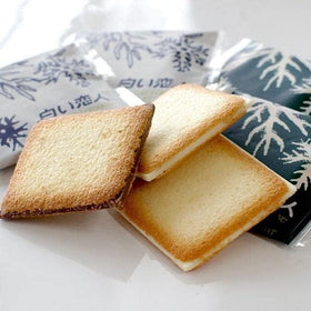 Shiroi Koibito dark chocolate cookies close-up, refined bittersweet balance with butter biscuit.