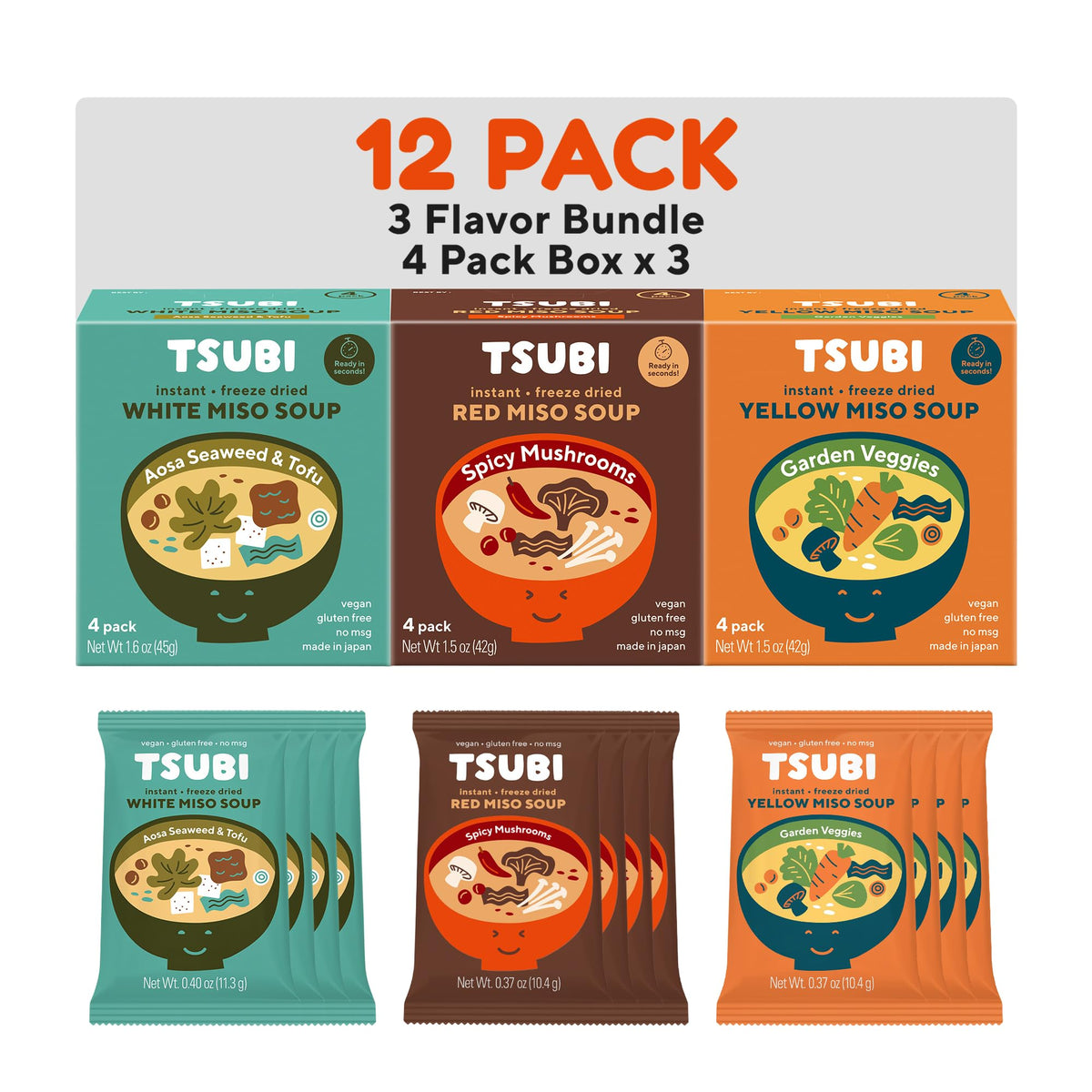 Tsubi Soup freeze-dried miso packets ready in seconds for a comforting cup.