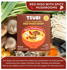 Tsubi Soup hot-water pour activates instant vegan miso soup.