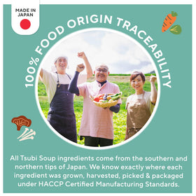 Tsubi Soup ingredients with farm-to-spoon traceability concept
