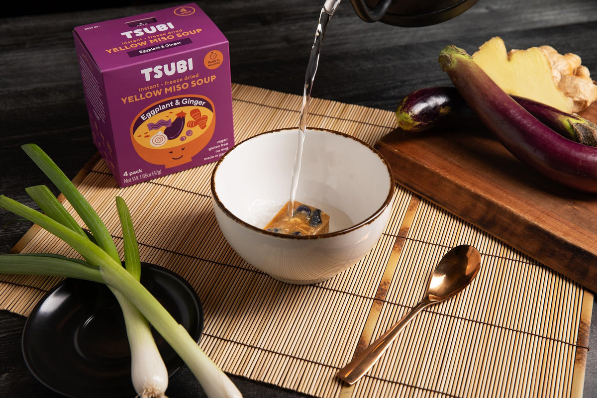Tsubi Soup plant-based gluten-free miso, dairy-free option.