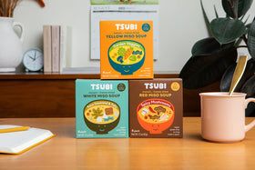 Tsubi Soup trio flavors pack offers vegan, gluten-free miso variety for meals on the go.