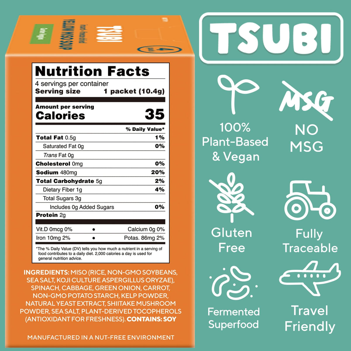 Tsubi Soup yellow miso garden veggies pack front view showcasing flavors