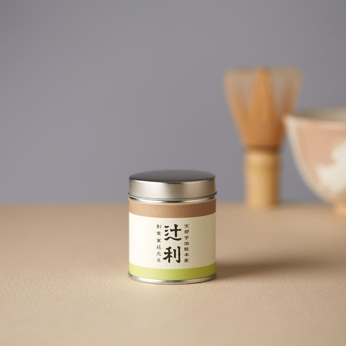 TSUJIRI Decaf Matcha cup with steam signaling a gentle experience