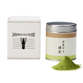 TSUJIRI Decaf Matcha packaging highlighting premium Japanese craftsmanship