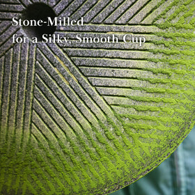 TSUJIRI Matcha leaf closeup showing vibrant texture and quality.
