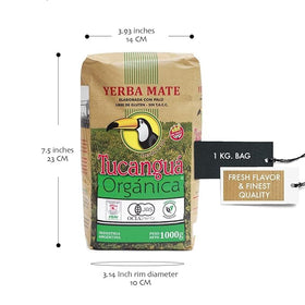 Tucangua Organic Yerba Mate packaging demonstrates convenient 2.2 lb loose leaf format