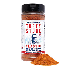 Label closeup highlighting gluten-free, USA-made quality from Tuffy Stone