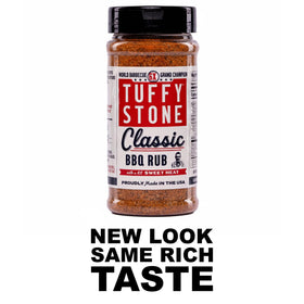 Close-up of Tuffy Stone rub spice mix adding savory flavor to ribs