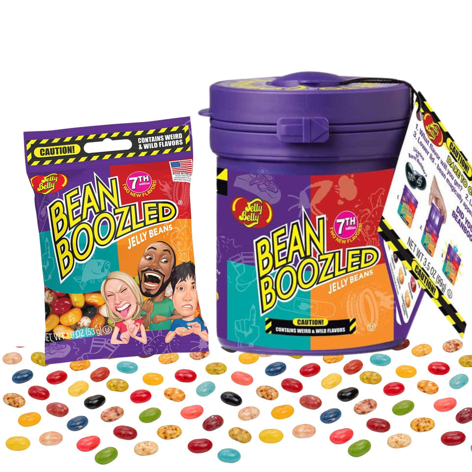 TULLIPAK BeanBoozled 7th Edition dispenser with mystery flavors for bold tastings.
