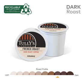 Six-pack ten-count TULLY'S K-Cup pods for quick mornings.
