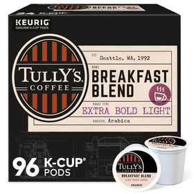 Tully's Breakfast Blend K-Cup pods for a bright morning boost.