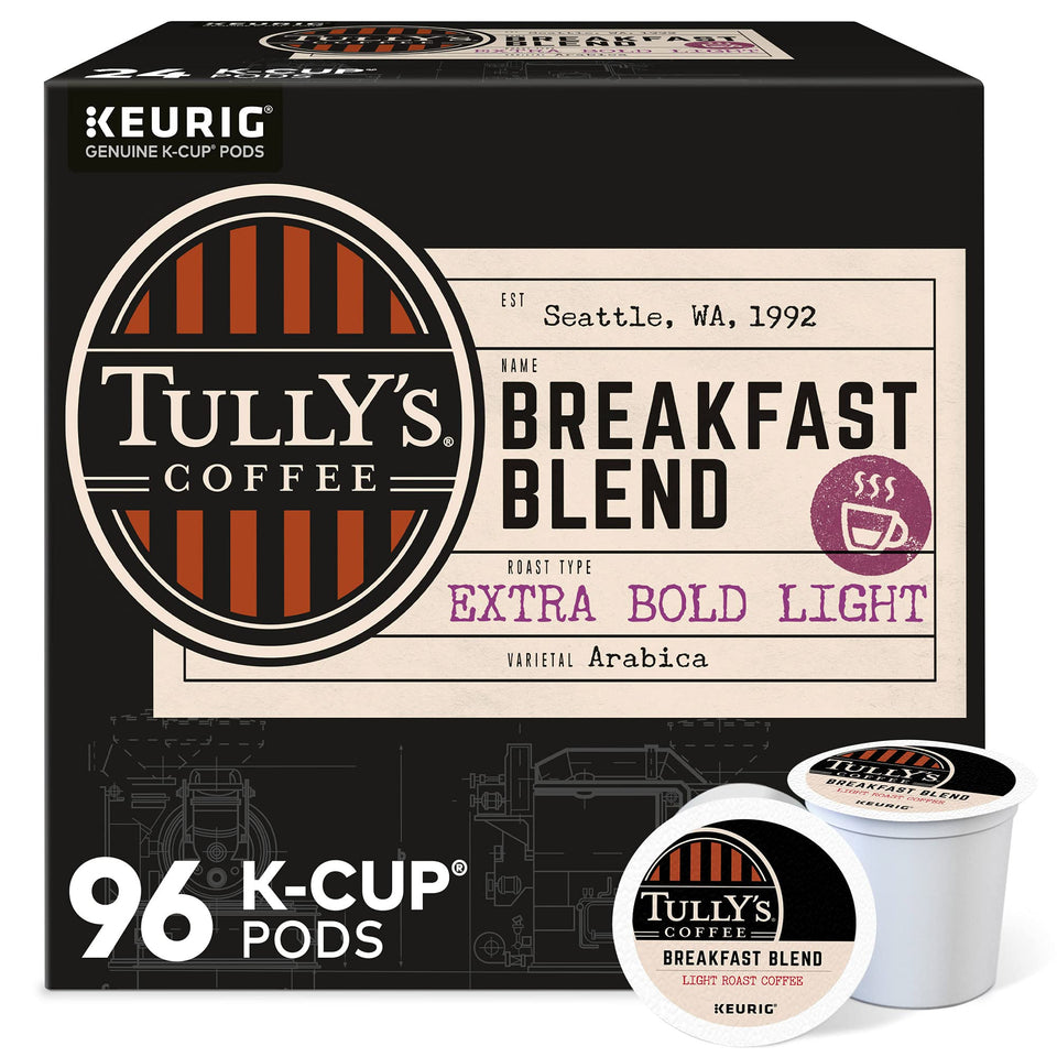 Tully's Breakfast Blend K-Cup pods for a bright morning boost.