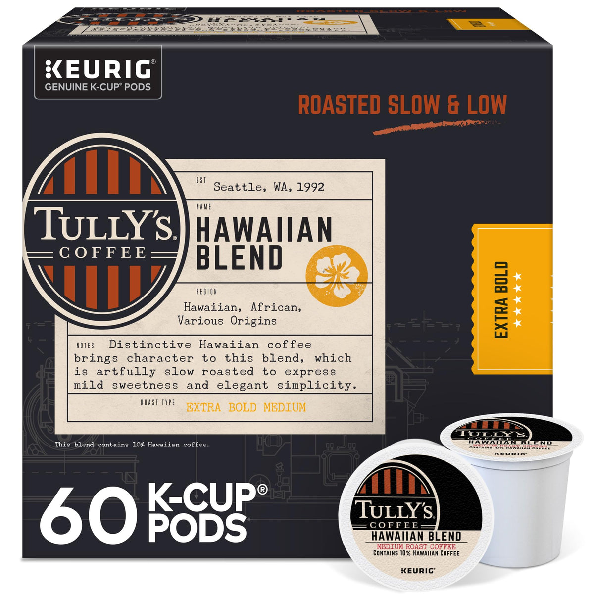 Tully's Hawaiian Blend pod ready for a quick morning brew.