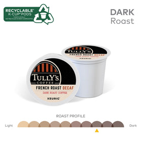 Aromas rise from a steaming cup of Tully's Decaf.