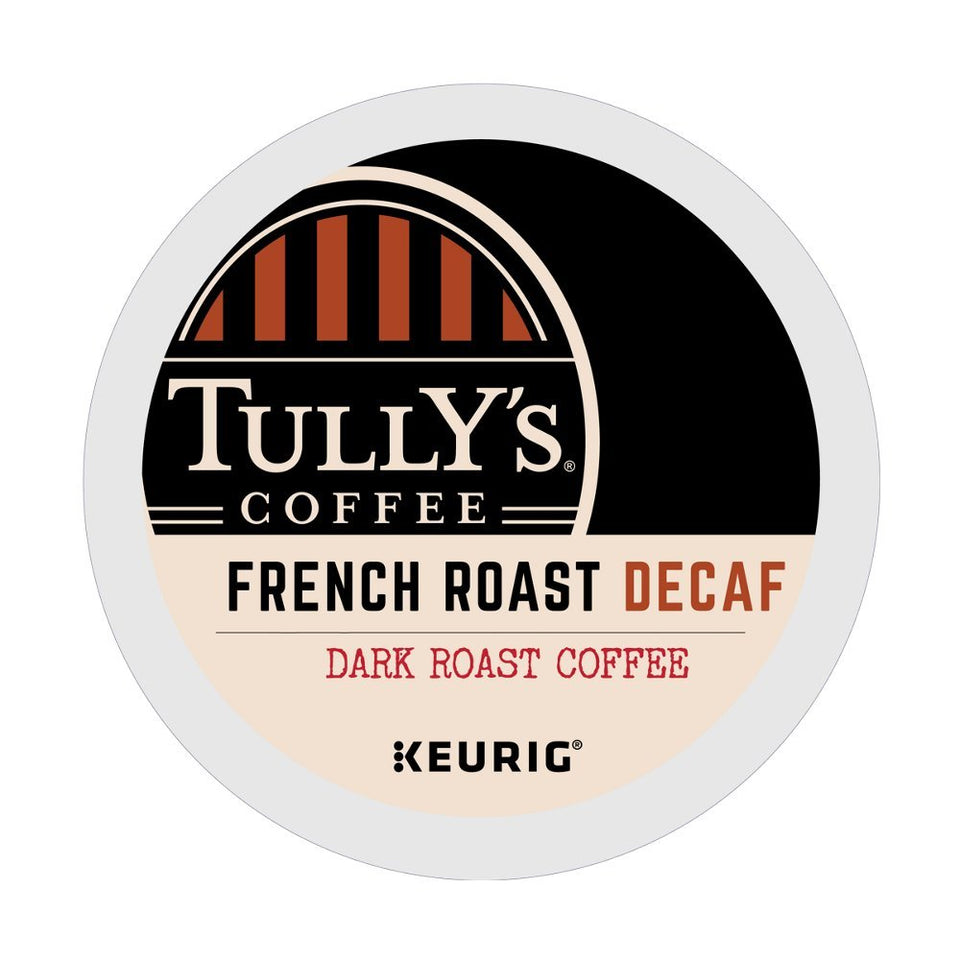 Tully's Decaf French Roast K-Cup 24-count with bold aroma.