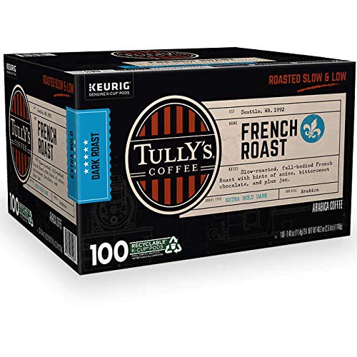 Kitchen drawer with Tully's French Roast K-Cup pods within easy reach.