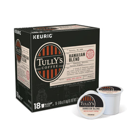 TULLY'S Hawaiian Blend K-Cups arranged for quick Keurig convenience.