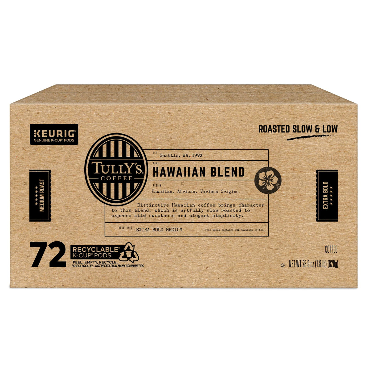Tully's Hawaiian Blend morning routine with a hot cup in hands.