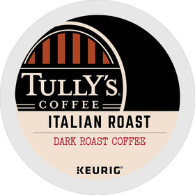Tully's Italian Roast coffee beans close-up, hinting at deep spicy notes.