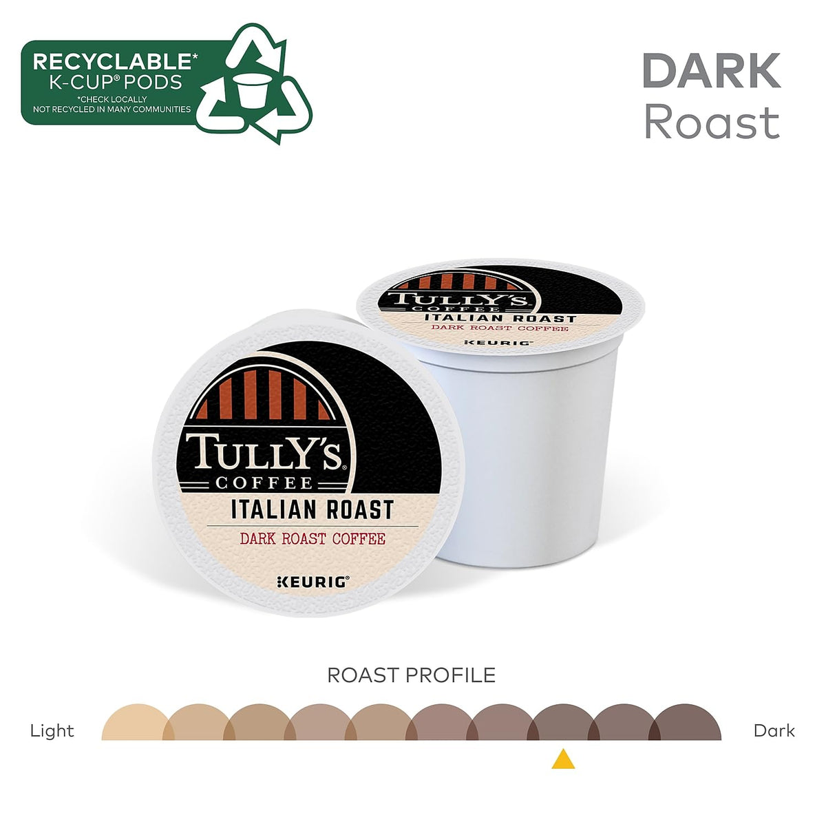 Tully's Italian Roast K-Cup loading for quick preparation.