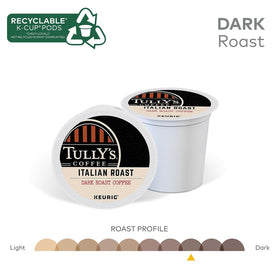 Tully's Italian Roast K-Cup loading for quick preparation.