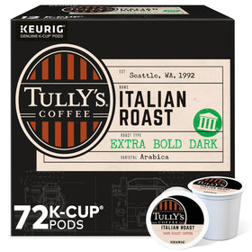 Tully's Italian Roast packaging highlighting premium coffee depth.