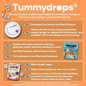 Tummydrops lozenges tablet closeup focusing on texture and natural ingredients
