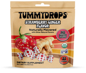 Tummydrops no sugar strawberry ginger lozenge box for on-the-go flavor