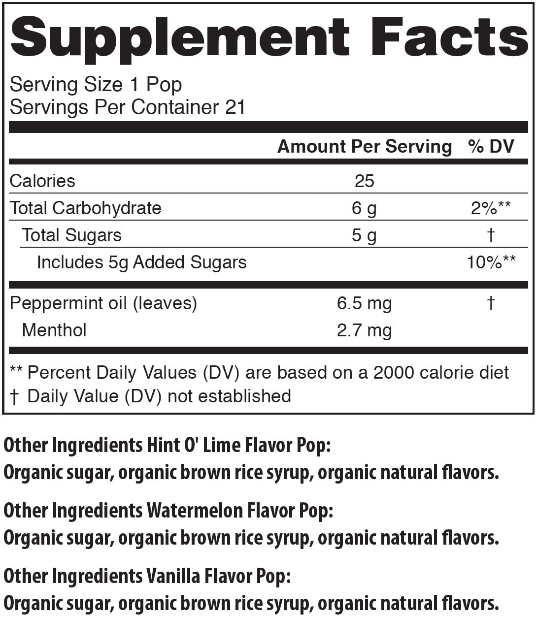 Tummypops box label shows organic and kosher certifications