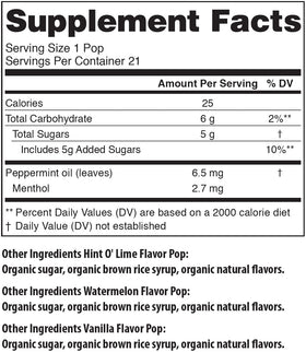 Tummypops box label shows organic and kosher certifications