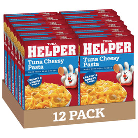 Tuna Helper Betty Crocker Tuna Cheesy Pasta box front for quick weeknight dinners.