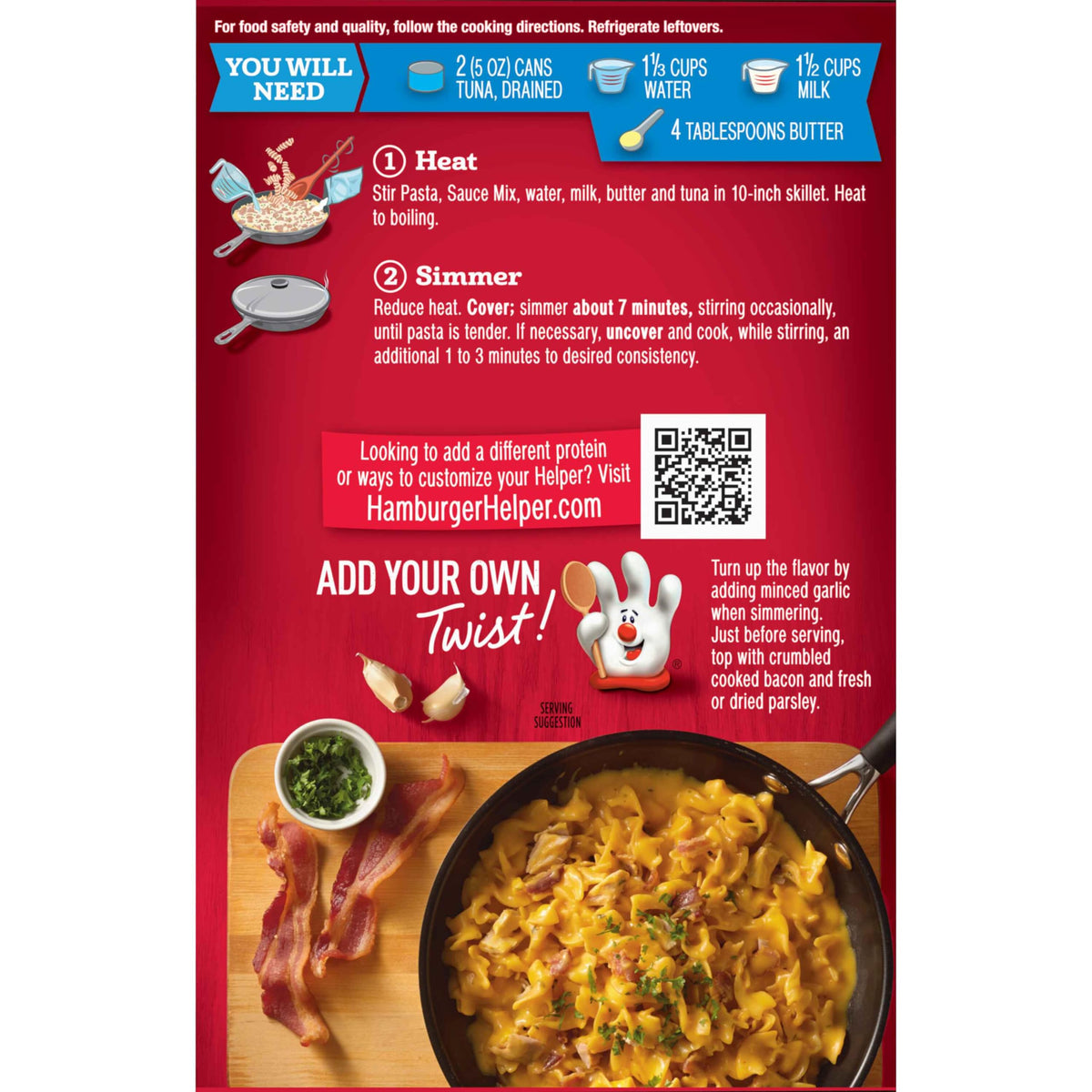 Tuna Helper cooked pasta with tuna and cheese plated for easy dinner.