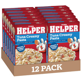 Tuna Helper Creamy Pasta Meal 12-pack box for quick dinners.