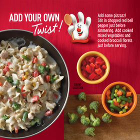 Three-step cooking process for Tuna Helper creamy pasta.