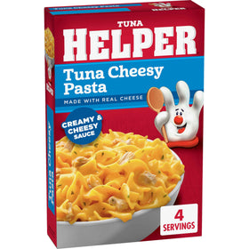 Tuna Helper Tuna Cheesy Pasta serving bowl ready for family meal.