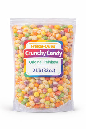 Tundras Freeze Dried Candy Original Rainbow Fruit Crunch closeup of crisp bites for snacking