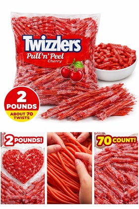 Tundras Twizlers Cherry licorice closeup showcases chewy texture and vibrant red flavor.