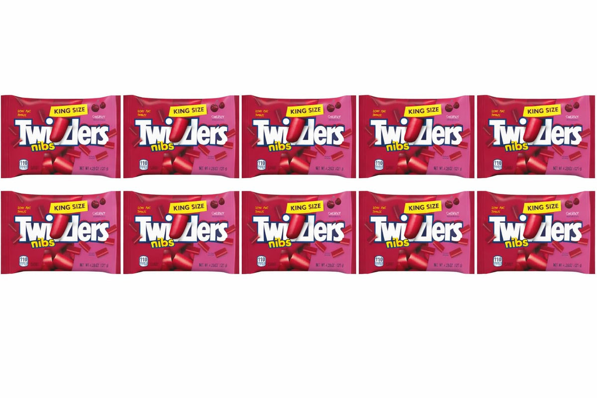Tundras Twizlers Cherry Nibs bulk pack display image, party-ready candy.