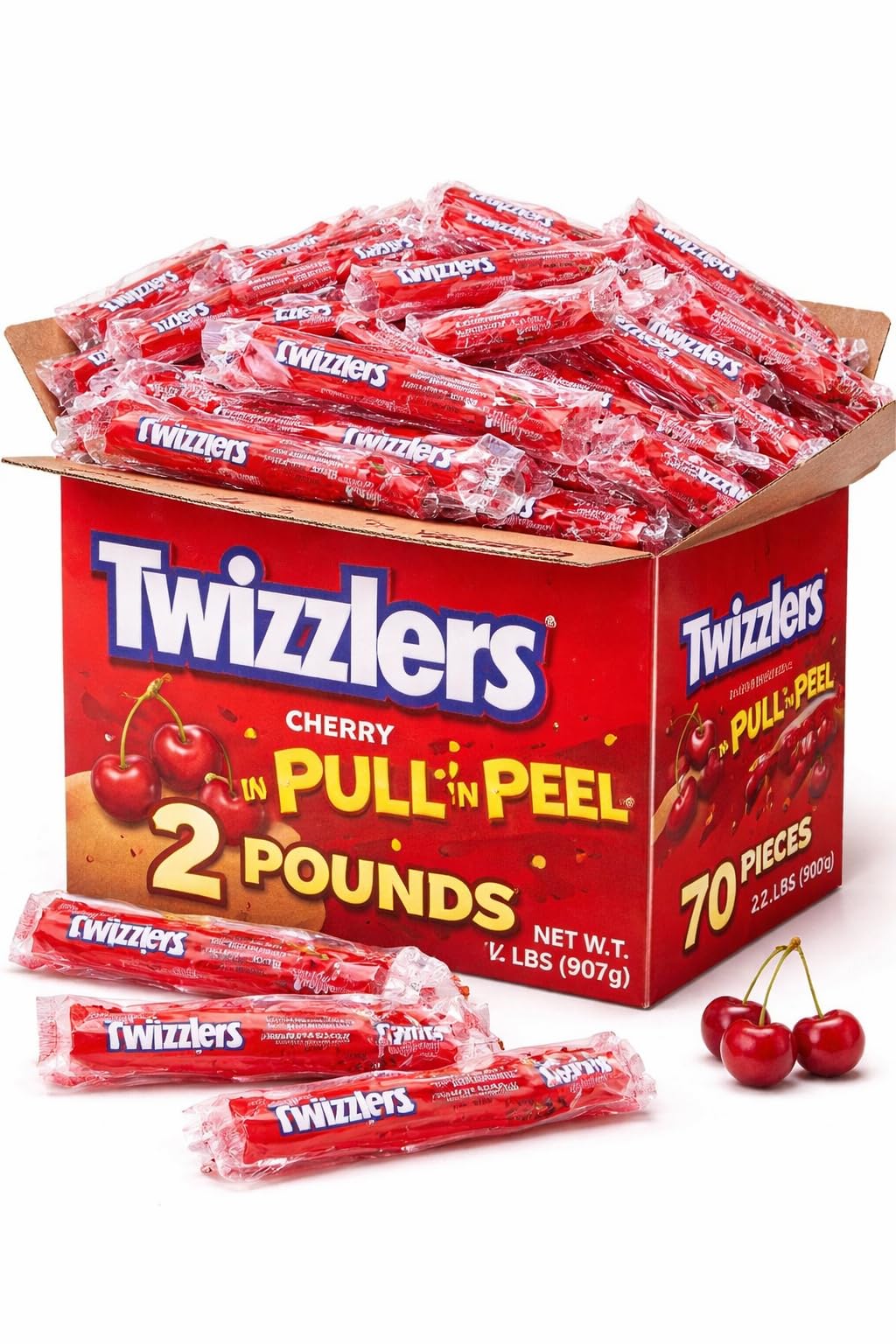 Tundras Twizlers Pull 'n' Peel Cherry bulk pack, ideal for parties and sharing.