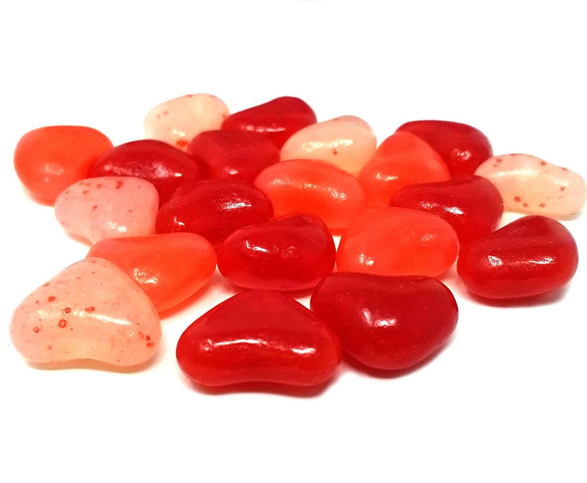 Tundras heart shaped jelly beans in an office candy bowl setup.