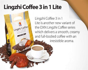 close-up of tunez dxn lingzhi 3-in-1 lite sachet for quick brewing