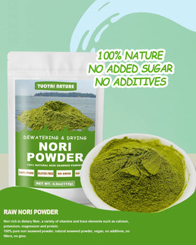 TUOTAI Green Nori Powder in a bowl highlights vibrant color and umami boost.
