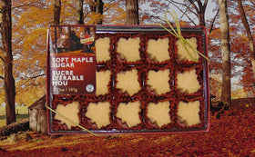 Close-up of Turkey Hill Sugarbush maple candy showing rich amber color and texture