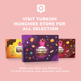 Turkish Munchies by Muekzoin packaging labels, easy to photograph for social sharing