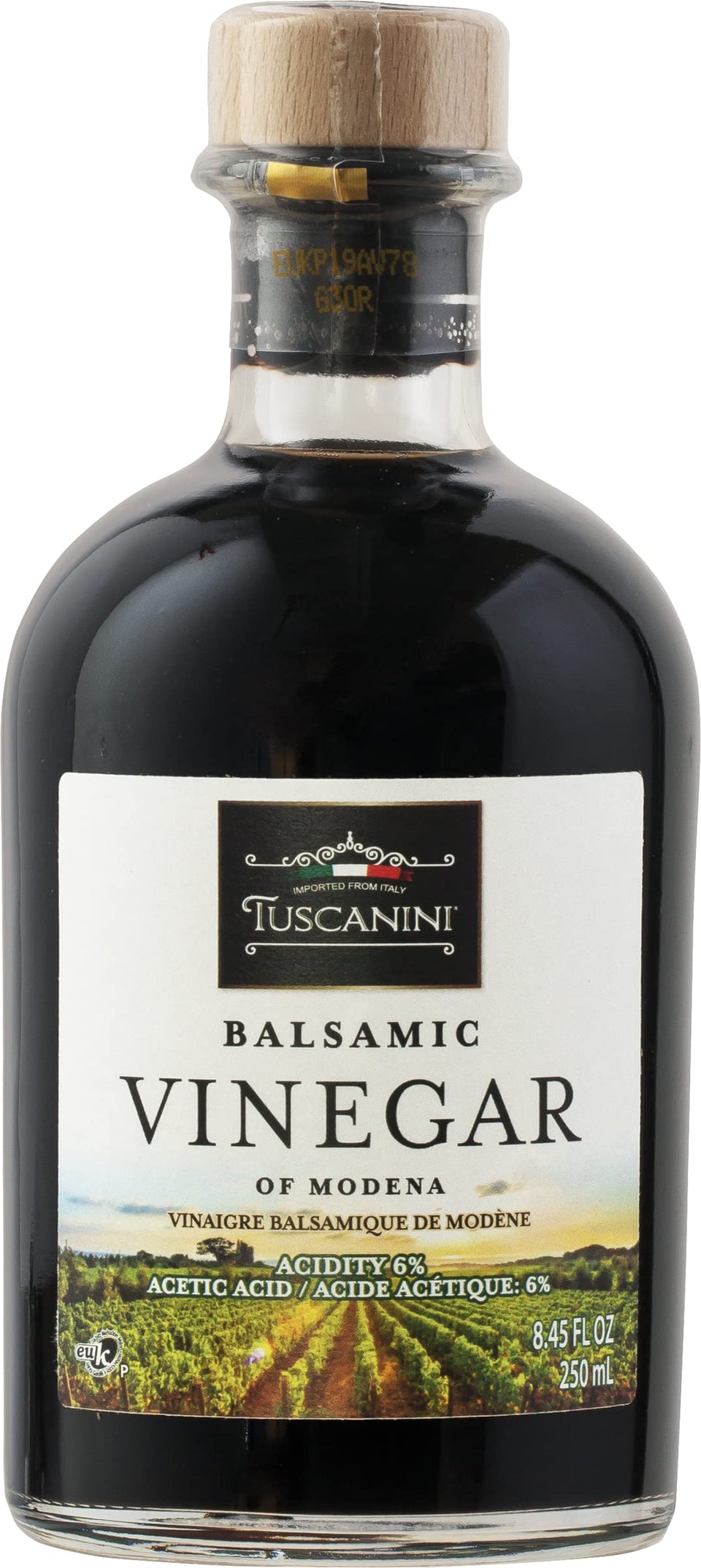 Tuscanini balsamic Modena bottle front shows premium label and rich flavor potential.