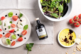 Tuscanini balsamic Modena bottle side view highlights elegant packaging and premium quality.